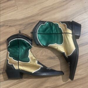 Zara Metallic Real leather cowboy boots